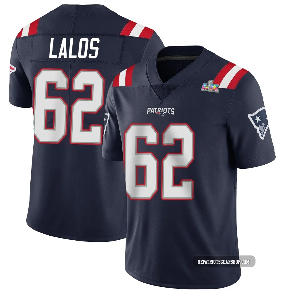 Niko Lalos ＃62 New England Patriots Limited Team Color Vapor Untouchable Super Bowl LX Patch Jersey - Youth Navy