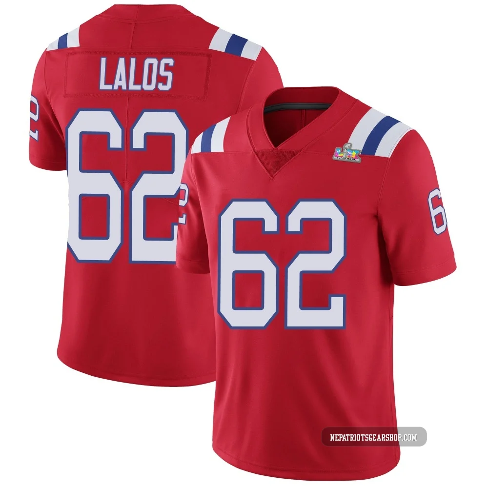 Niko Lalos ＃62 New England Patriots Limited Vapor Untouchable Alternate Super Bowl LX Patch Jersey - Men's Red