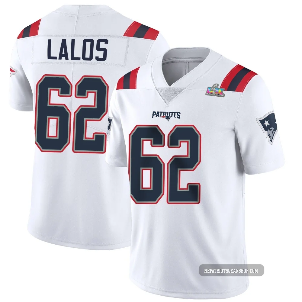 Niko Lalos ＃62 New England Patriots Limited Vapor Untouchable Super Bowl LX Patch Jersey - Youth White