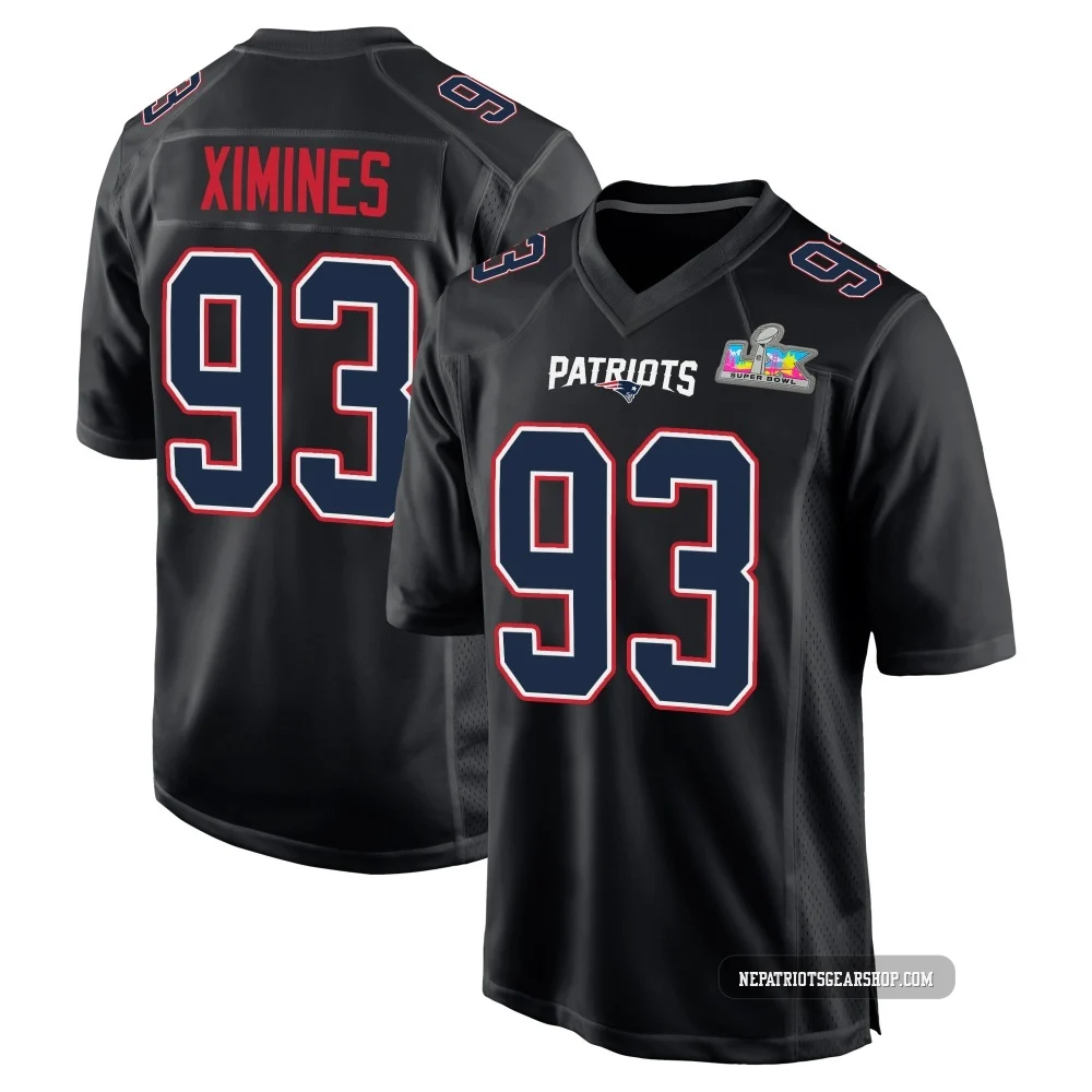 Oshane Ximines ＃93 New England Patriots Game Carbon Fashion Super Bowl LX Patch Jersey - Youth Black