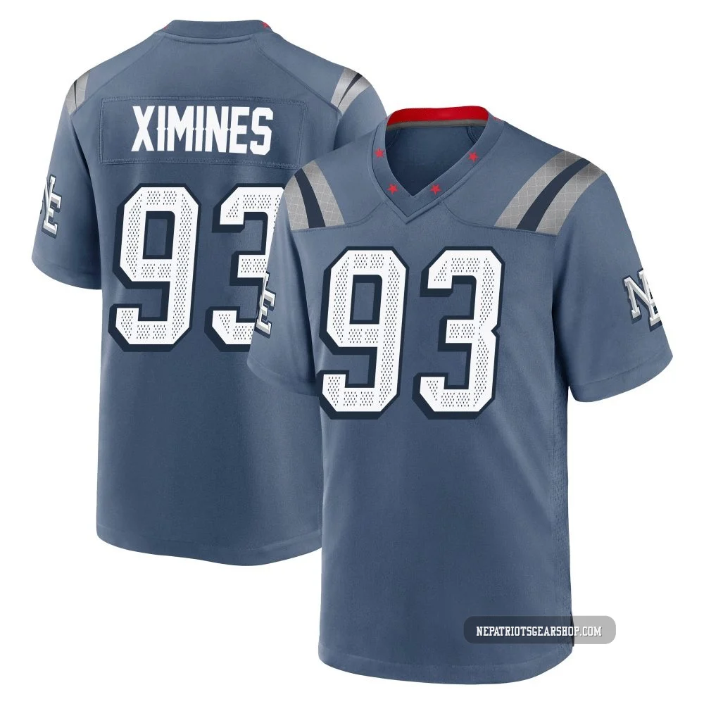 Oshane Ximines ＃93 New England Patriots Game Storm 2025 Rivalries Collection Jersey - Youth Blue