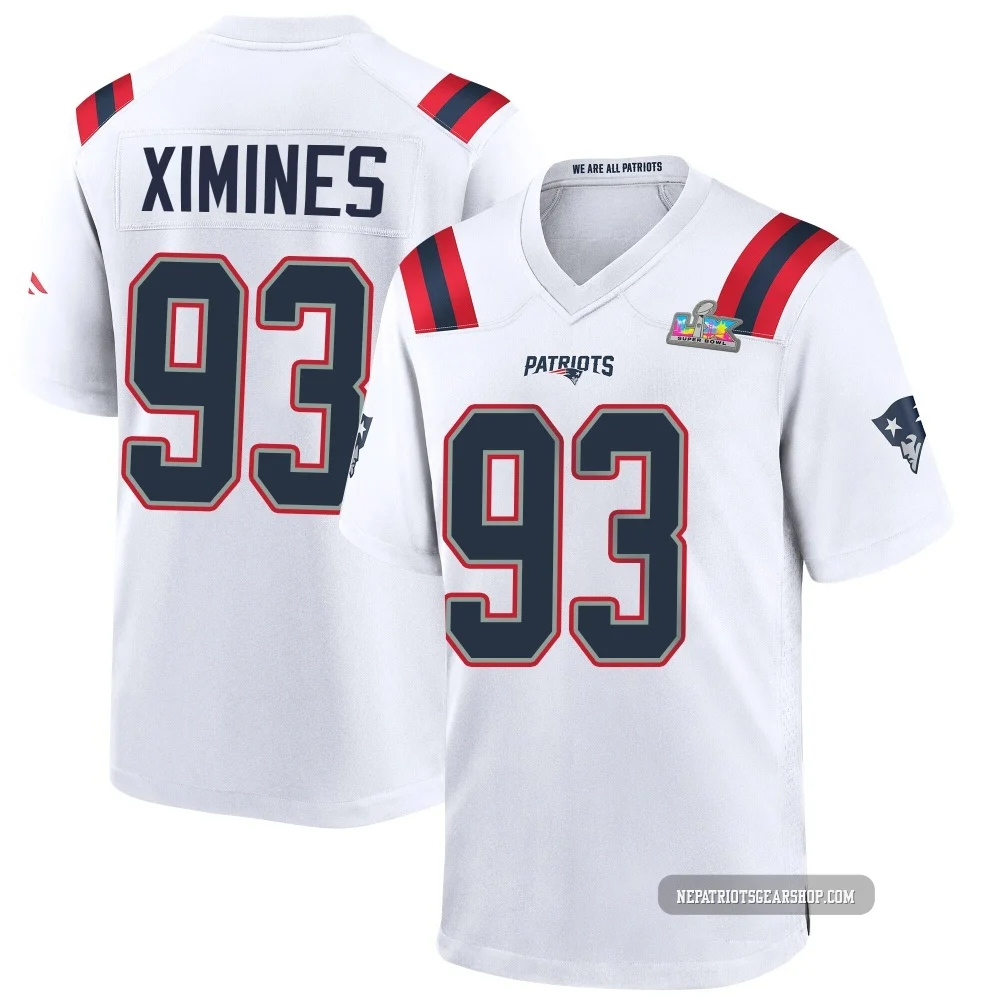 Oshane Ximines ＃93 New England Patriots Game Super Bowl LX Patch Jersey - Men's White