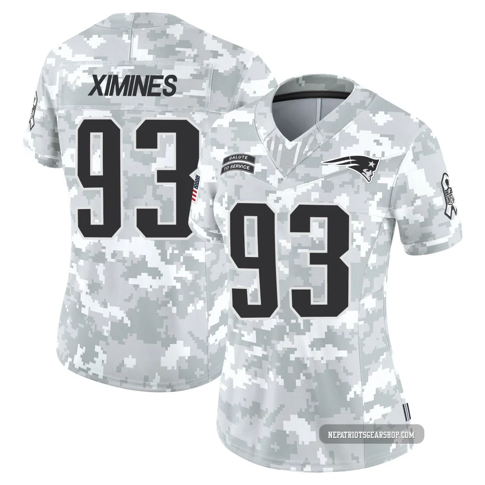 Oshane Ximines ＃93 New England Patriots Limited 2024 Salute to Service Jersey - Women's Arctic Camo