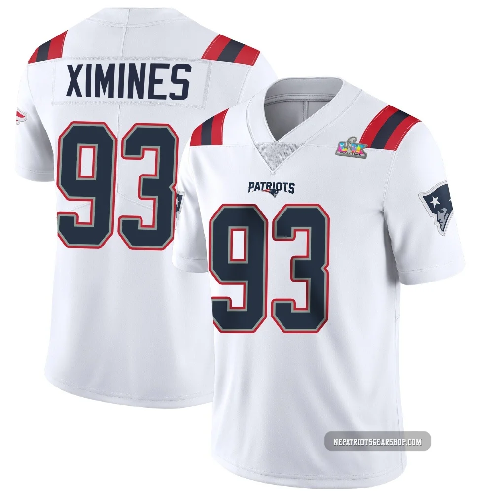 Oshane Ximines ＃93 New England Patriots Limited Vapor Untouchable Super Bowl LX Patch Jersey - Men's White