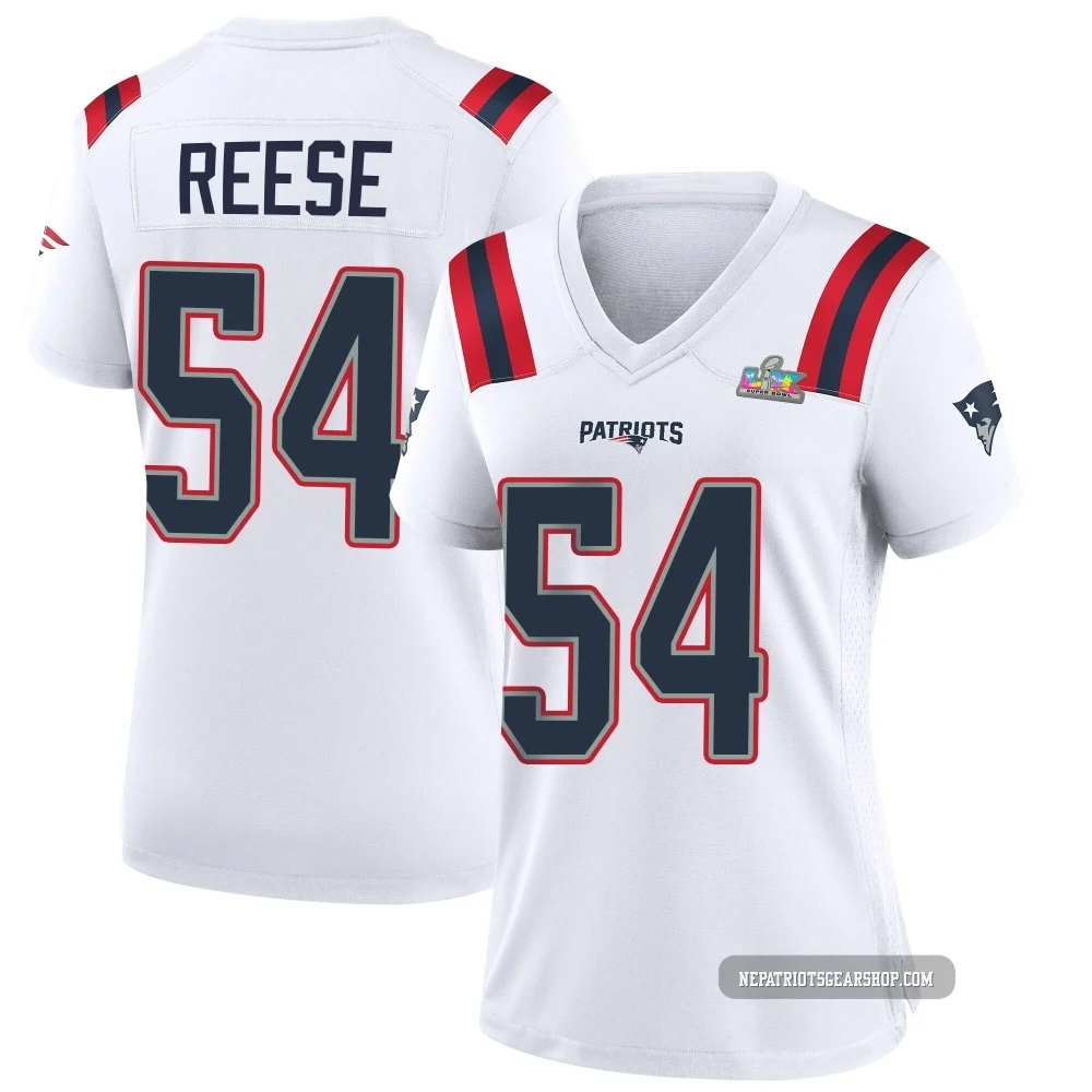Otis Reese ＃54 New England Patriots Game Super Bowl LX Patch Jersey - Women's White
