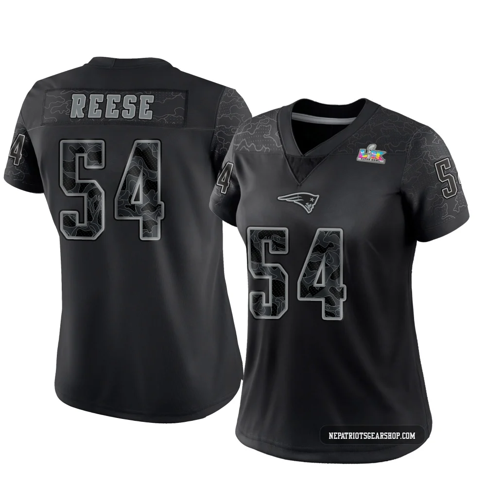 Otis Reese ＃54 New England Patriots Limited Reflective Super Bowl LX Patch Jersey - Women's Black