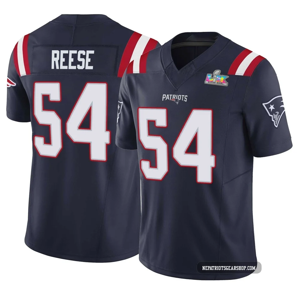 Otis Reese ＃54 New England Patriots Limited Vapor F.U.S.E. Super Bowl LX Patch Jersey - Youth Navy