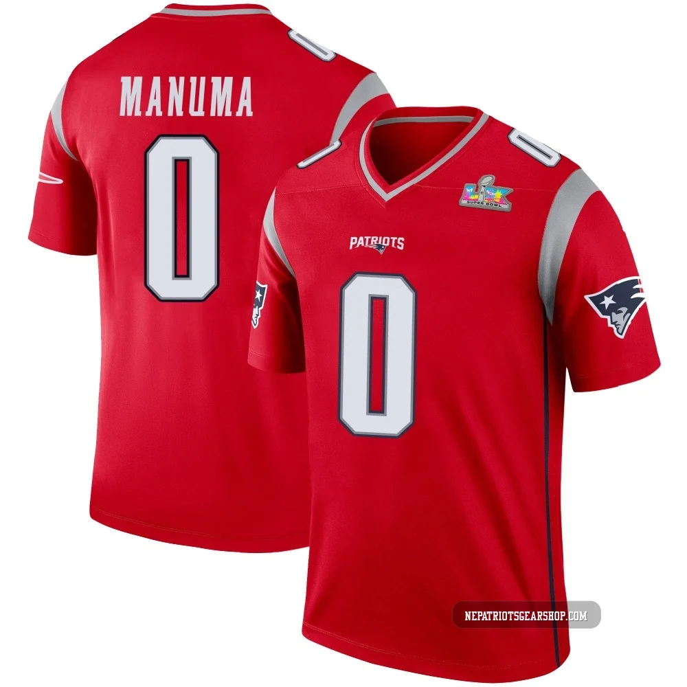 Peter Manuma ＃0 New England Patriots Legend Inverted Super Bowl LX Patch Jersey - Men's Red