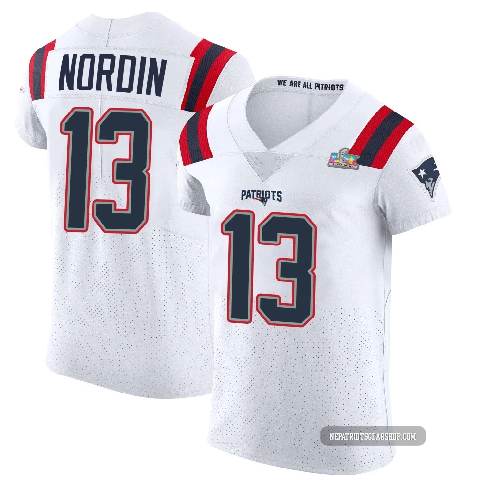 Quinn Nordin ＃13 New England Patriots Elite Vapor Untouchable Super Bowl LX Patch Jersey - Men's White