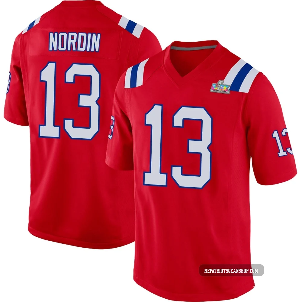 Quinn Nordin ＃13 New England Patriots Game Alternate Super Bowl LX Patch Jersey - Youth Red