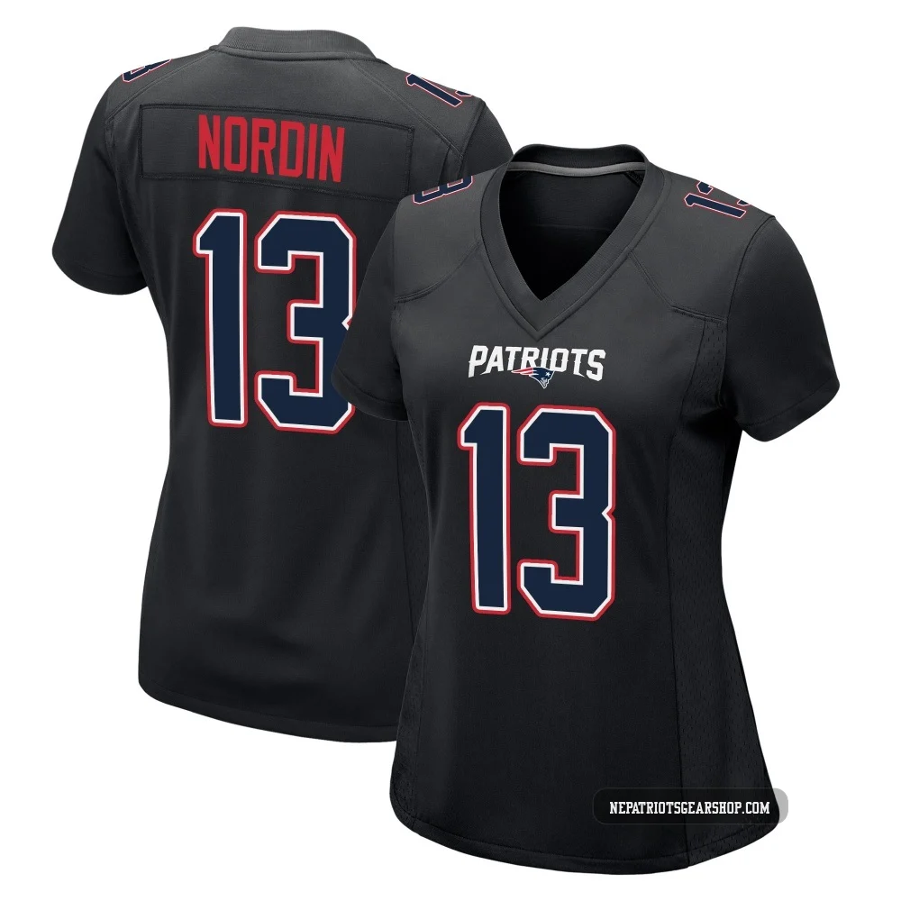 Quinn Nordin ＃13 New England Patriots Game Carbon Fashion Jersey - Women's Black