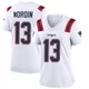 Quinn Nordin ＃13 New England Patriots Game Jersey - Women's White