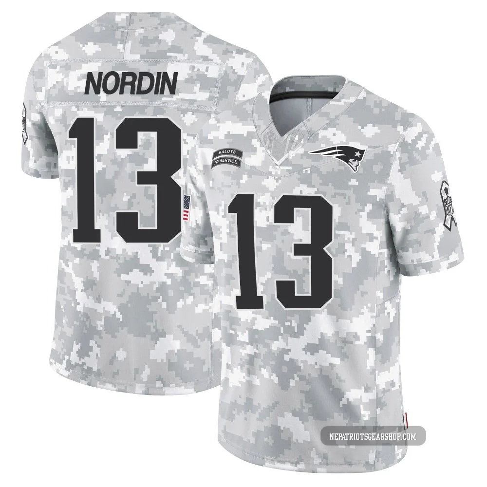 Quinn Nordin ＃13 New England Patriots Limited 2024 Salute to Service Jersey - Men's Arctic Camo