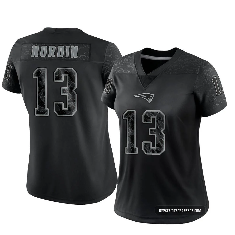 Quinn Nordin ＃13 New England Patriots Limited Reflective Jersey - Women's Black