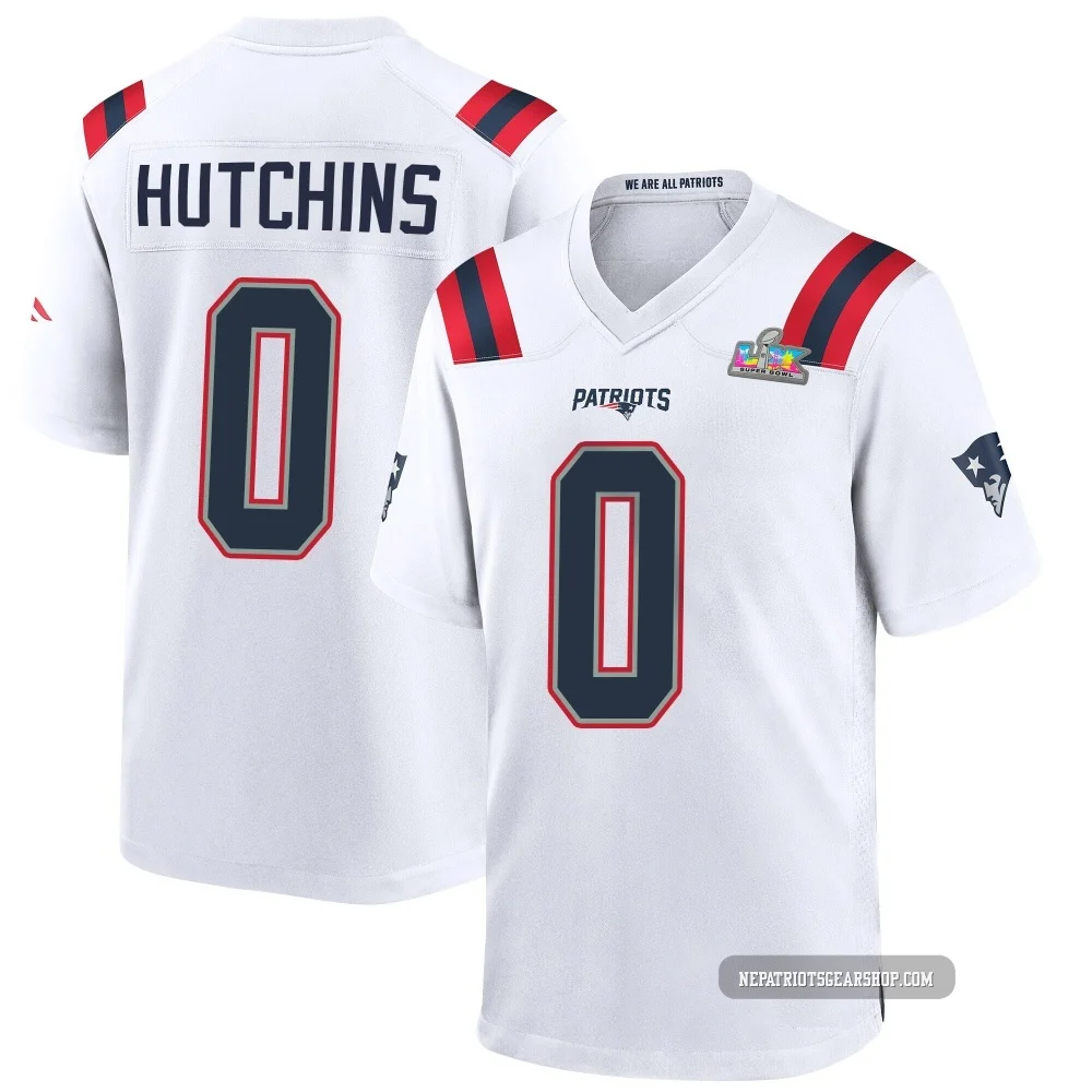 Quintayvious Hutchins ＃0 New England Patriots Game Super Bowl LX Patch Jersey - Men's White