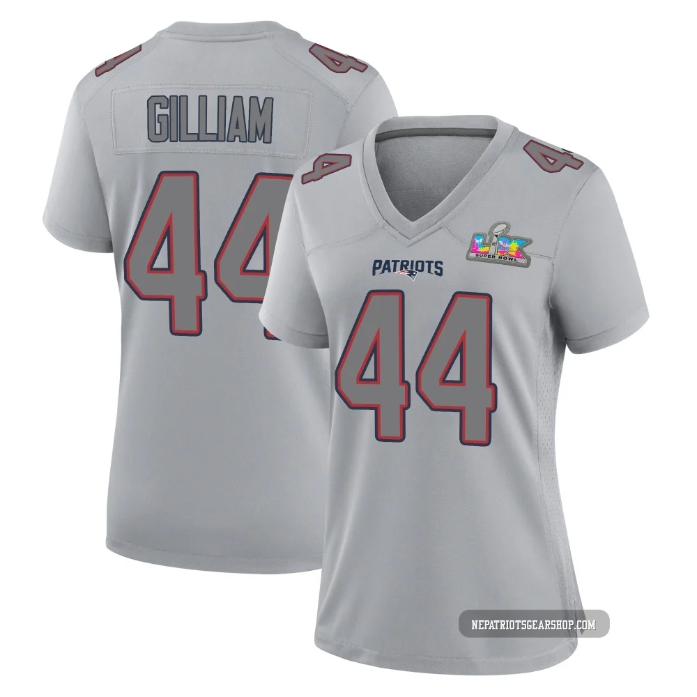 Reggie Gilliam ＃44 New England Patriots Game Silver Atmosphere Fashion Super Bowl LX Patch Jersey - Women's