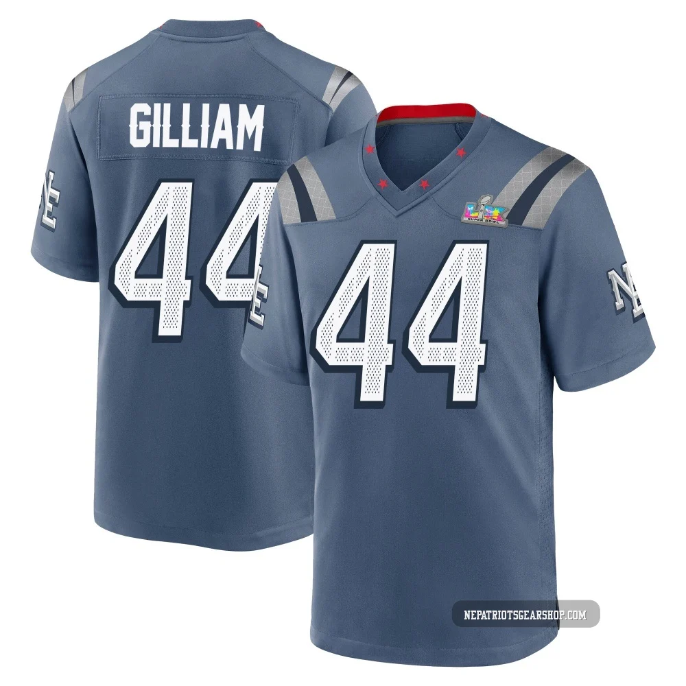 Reggie Gilliam ＃44 New England Patriots Game Storm 2025 Rivalries Collection Super Bowl LX Patch Jersey - Men's Blue