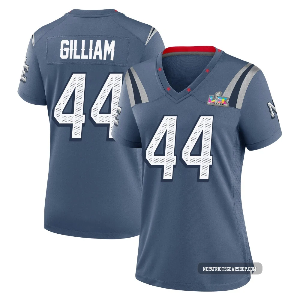 Reggie Gilliam ＃44 New England Patriots Game Storm 2025 Rivalries Collection Super Bowl LX Patch Jersey - Women's Blue