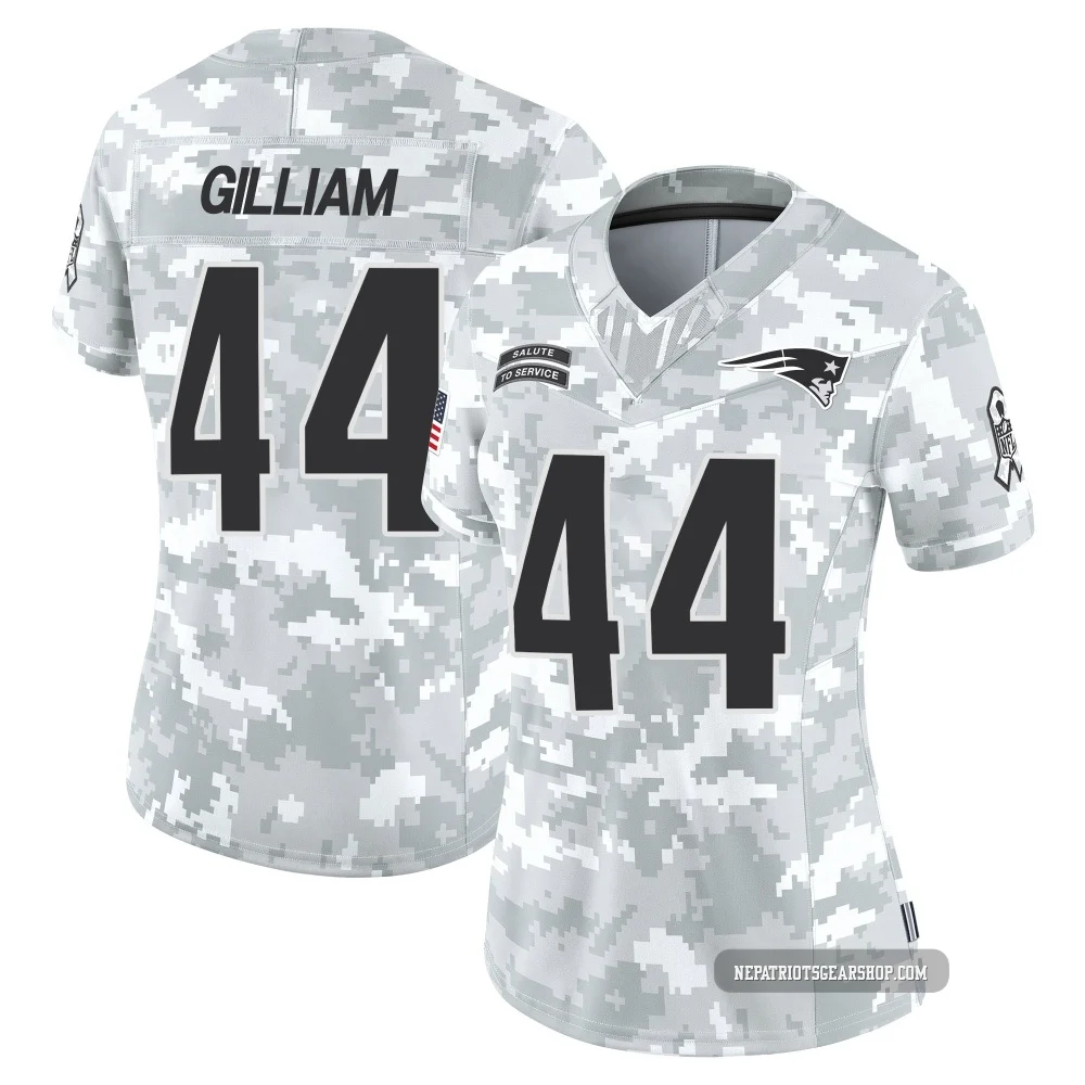 Reggie Gilliam ＃44 New England Patriots Limited 2024 Salute to Service Jersey - Women's Arctic Camo