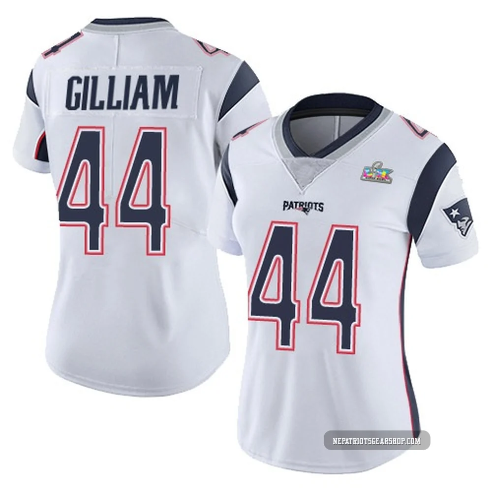 Reggie Gilliam ＃44 New England Patriots Limited Vapor Untouchable Super Bowl LX Patch Jersey - Women's White