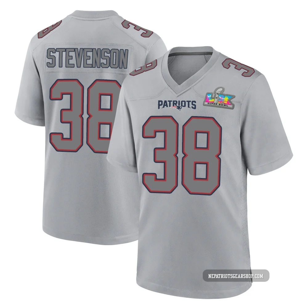 Rhamondre Stevenson ＃38 New England Patriots Game Silver Atmosphere Fashion Super Bowl LX Patch Jersey - Youth