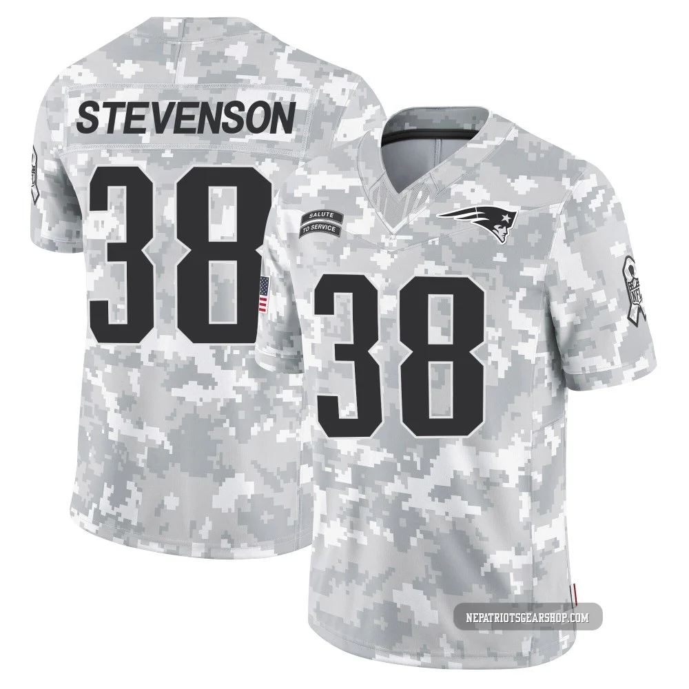 Rhamondre Stevenson ＃38 New England Patriots Limited 2024 Salute to Service Jersey - Men's Arctic Camo
