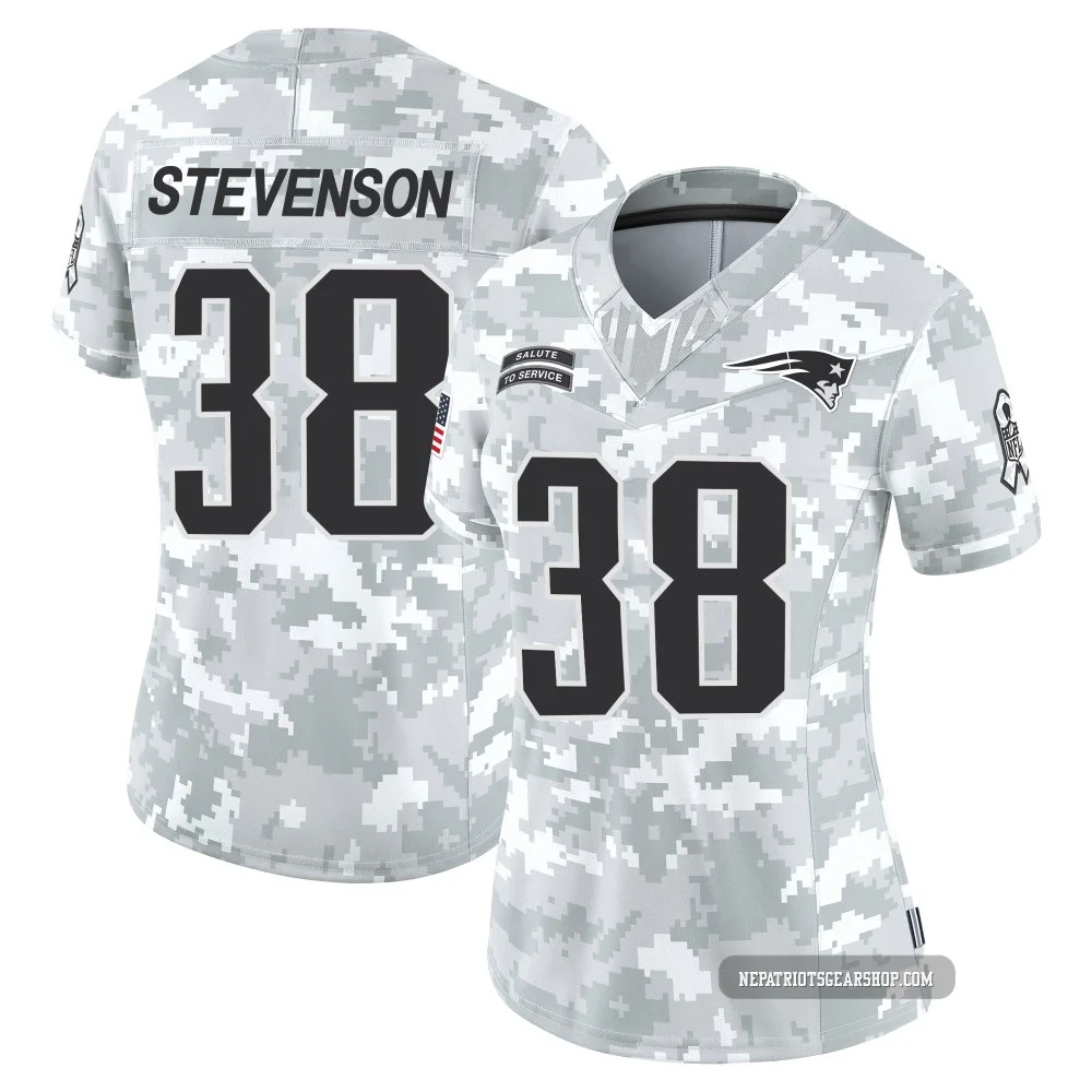 Rhamondre Stevenson ＃38 New England Patriots Limited 2024 Salute to Service Jersey - Women's Arctic Camo