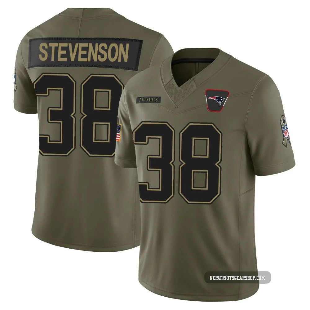 Rhamondre Stevenson ＃38 New England Patriots Limited 2025 Salute to Service Jersey - Youth Olive