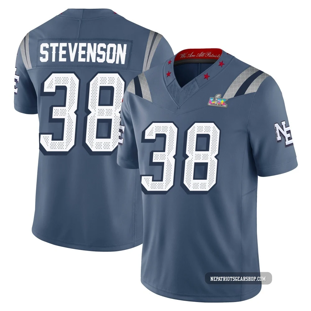 Rhamondre Stevenson ＃38 New England Patriots Limited Storm 2025 Rivalries Collection Super Bowl LX Patch Jersey - Men's Blue