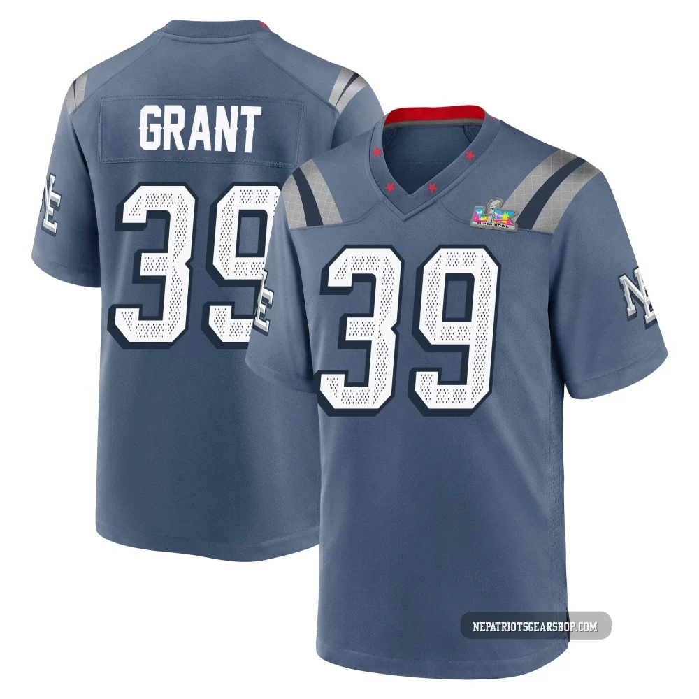 Richie Grant ＃39 New England Patriots Game Storm 2025 Rivalries Collection Super Bowl LX Patch Jersey - Youth Blue