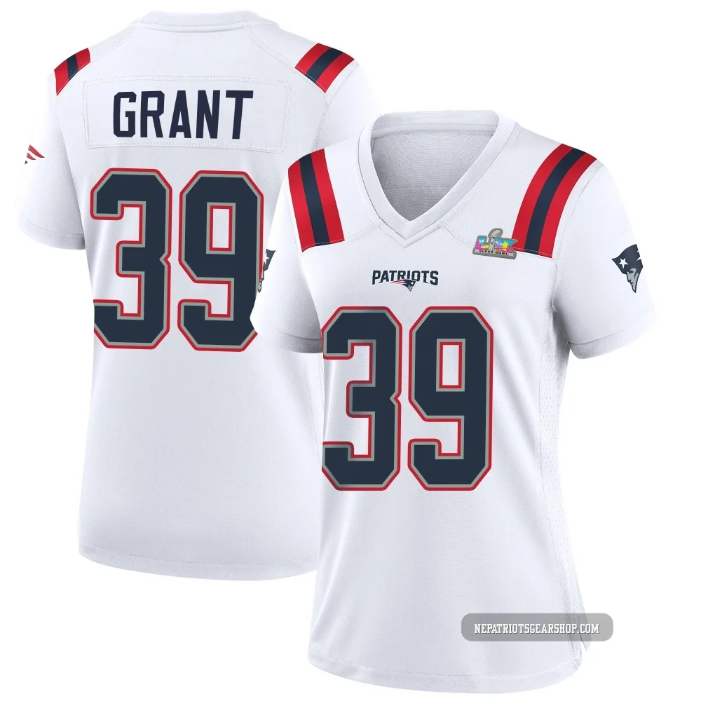 Richie Grant ＃39 New England Patriots Game Super Bowl LX Patch Jersey - Women's White
