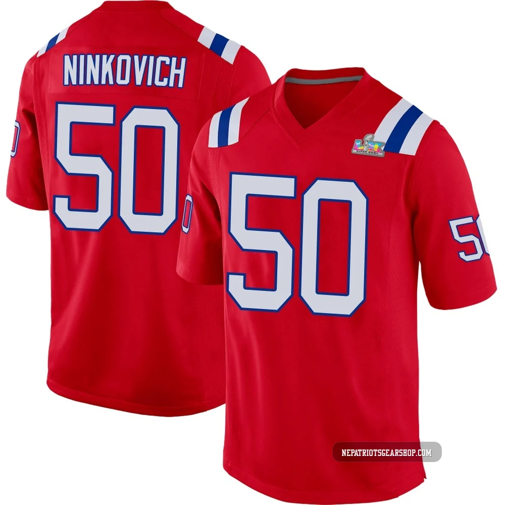 Rob Ninkovich ＃50 New England Patriots Game Alternate Super Bowl LX Patch Jersey - Youth Red