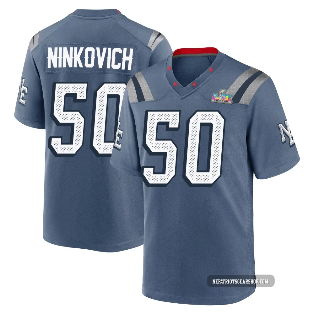 Rob Ninkovich ＃50 New England Patriots Game Storm 2025 Rivalries Collection Super Bowl LX Patch Jersey - Men's Blue