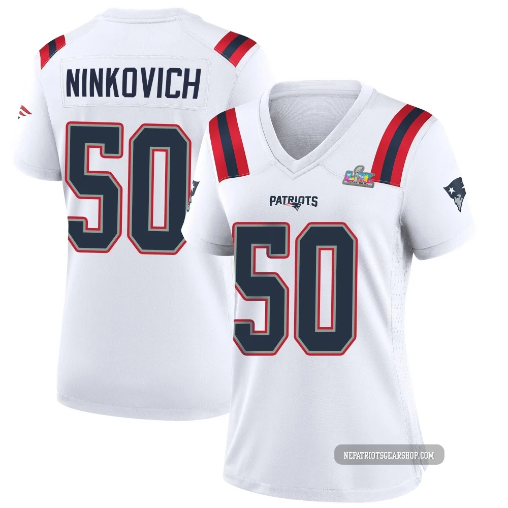 Rob Ninkovich ＃50 New England Patriots Game Super Bowl LX Patch Jersey - Women's White