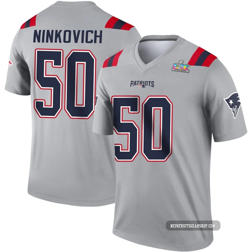 Rob Ninkovich ＃50 New England Patriots Legend Inverted Super Bowl LX Patch Jersey - Youth Gray
