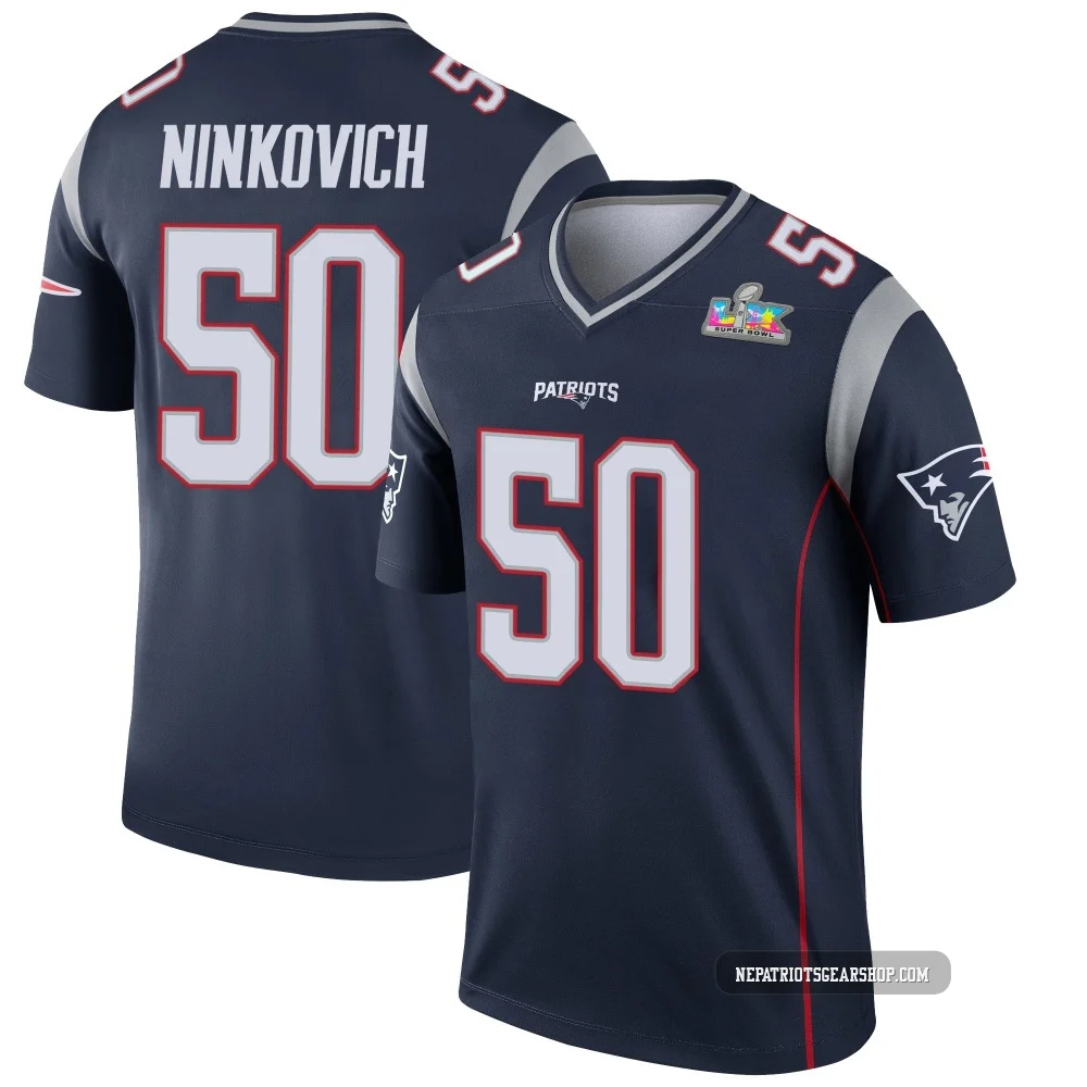 Rob Ninkovich ＃50 New England Patriots Legend Super Bowl LX Patch Jersey - Men's Navy