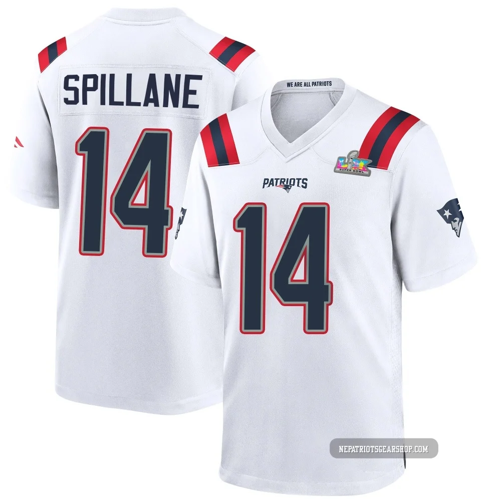 Robert Spillane ＃14 New England Patriots Game Super Bowl LX Patch Jersey - Youth White