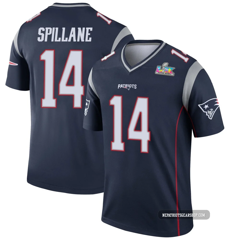 Robert Spillane ＃14 New England Patriots Legend Super Bowl LX Patch Jersey - Men's Navy