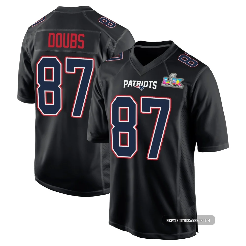 Romeo Doubs ＃87 New England Patriots Game Carbon Fashion Super Bowl LX Patch Jersey - Men's Black