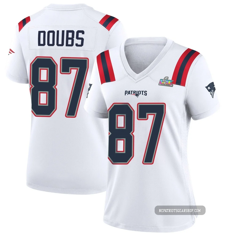 Romeo Doubs ＃87 New England Patriots Game Super Bowl LX Patch Jersey - Women's White