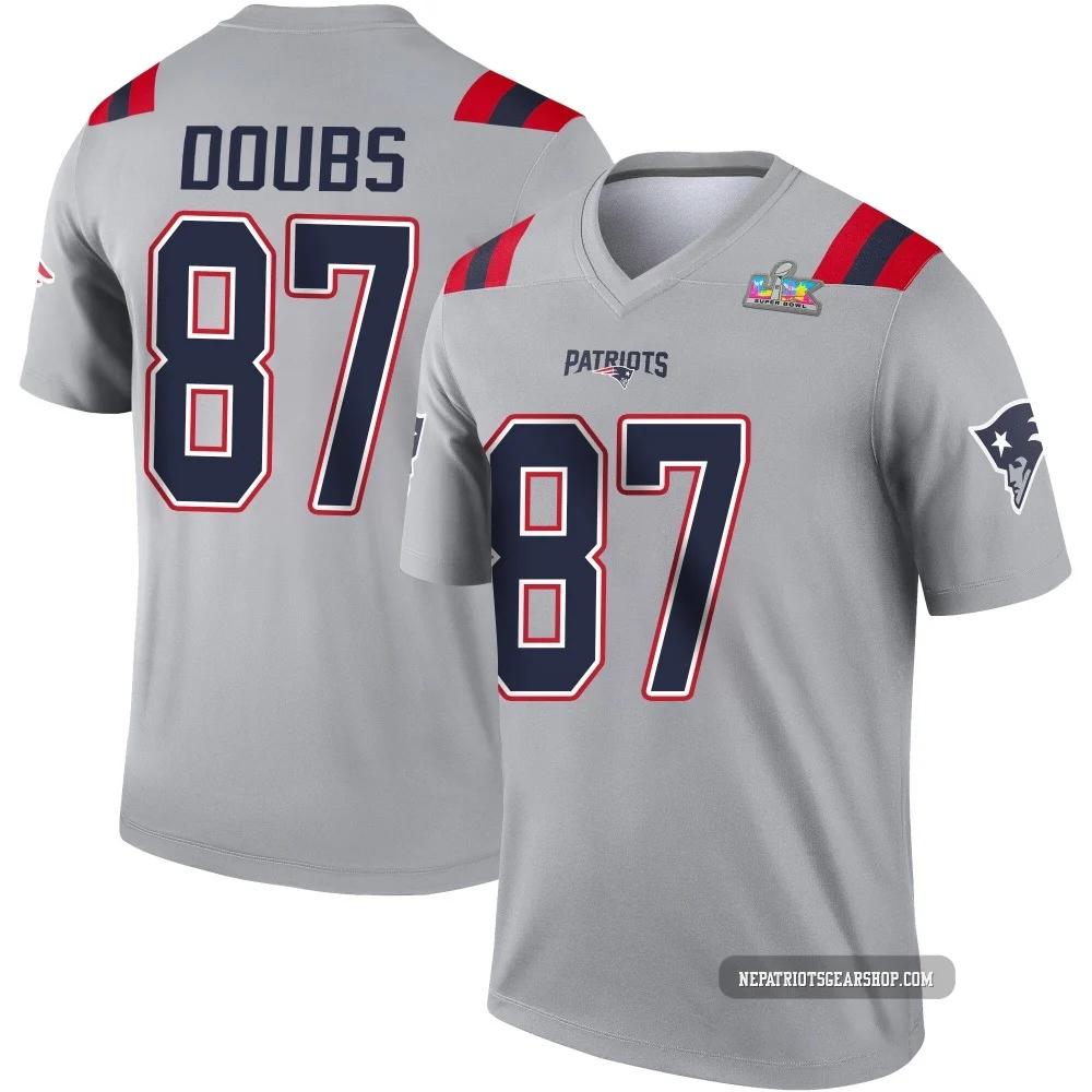 Romeo Doubs ＃87 New England Patriots Legend Inverted Super Bowl LX Patch Jersey - Men's Gray