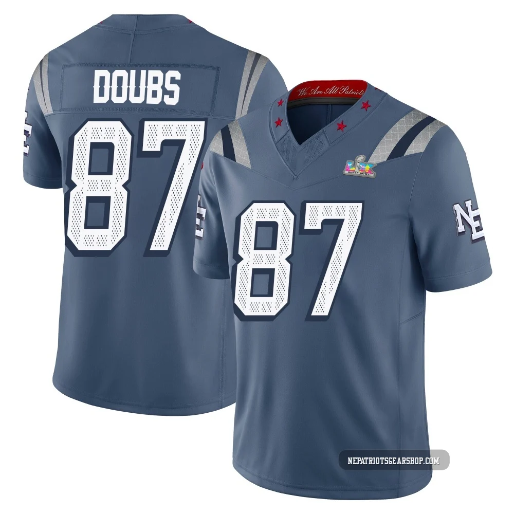Romeo Doubs ＃87 New England Patriots Limited Storm 2025 Rivalries Collection Super Bowl LX Patch Jersey - Men's Blue