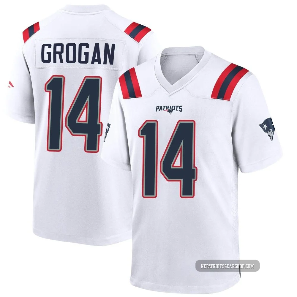 Steve Grogan ＃14 New England Patriots Game Jersey - Men's White