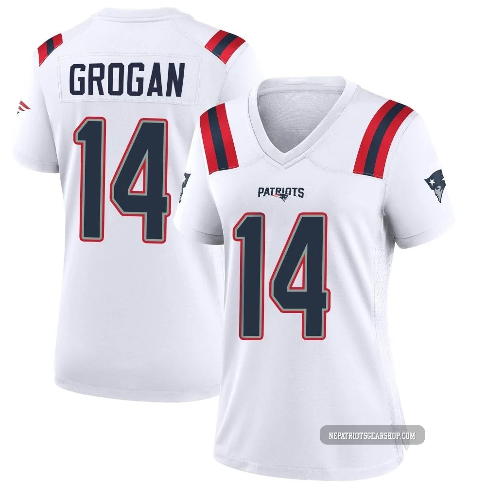 Steve Grogan ＃14 New England Patriots Game Jersey - Women's White