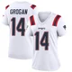 Steve Grogan ＃14 New England Patriots Game Jersey - Women's White