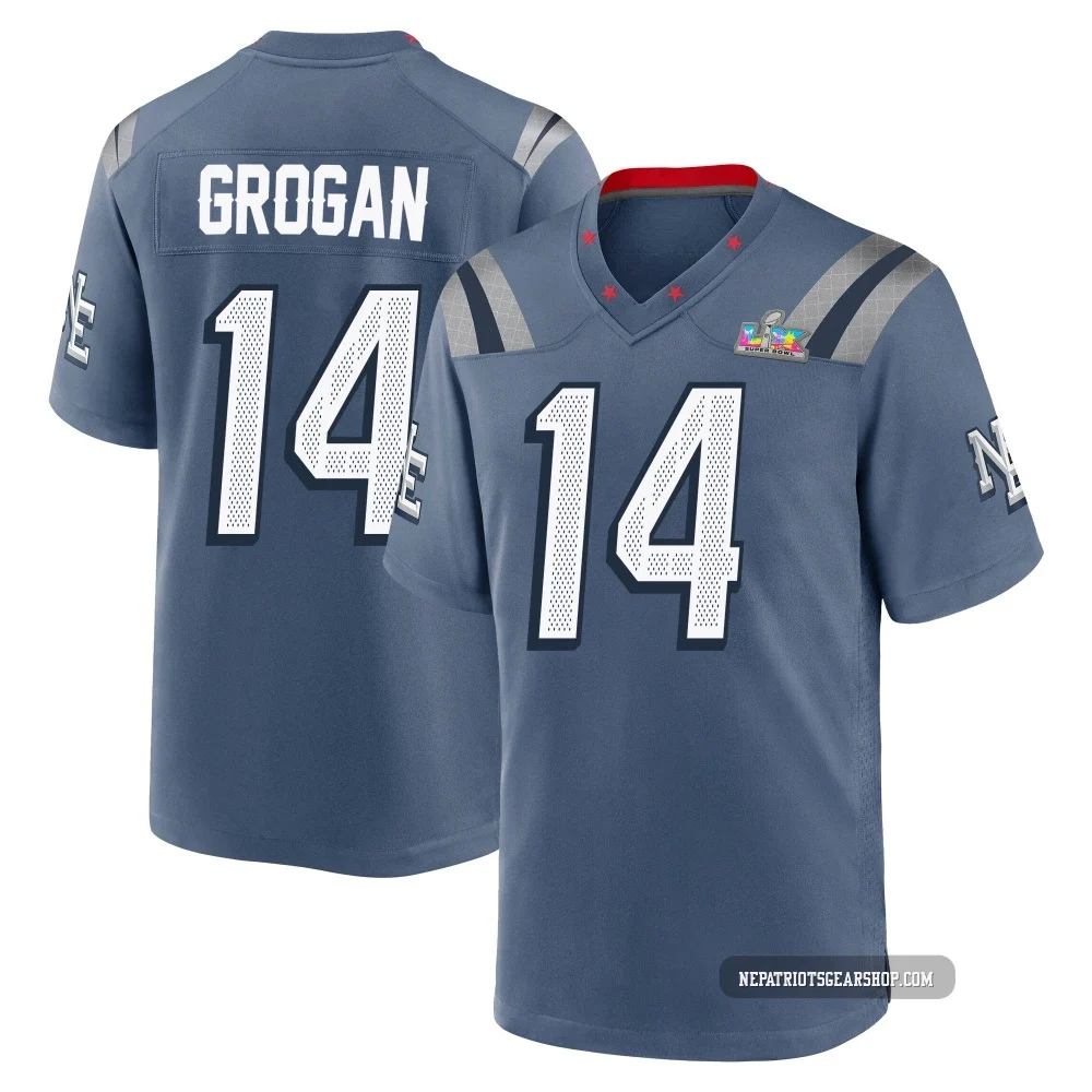 Steve Grogan ＃14 New England Patriots Game Storm 2025 Rivalries Collection Super Bowl LX Patch Jersey - Men's Blue