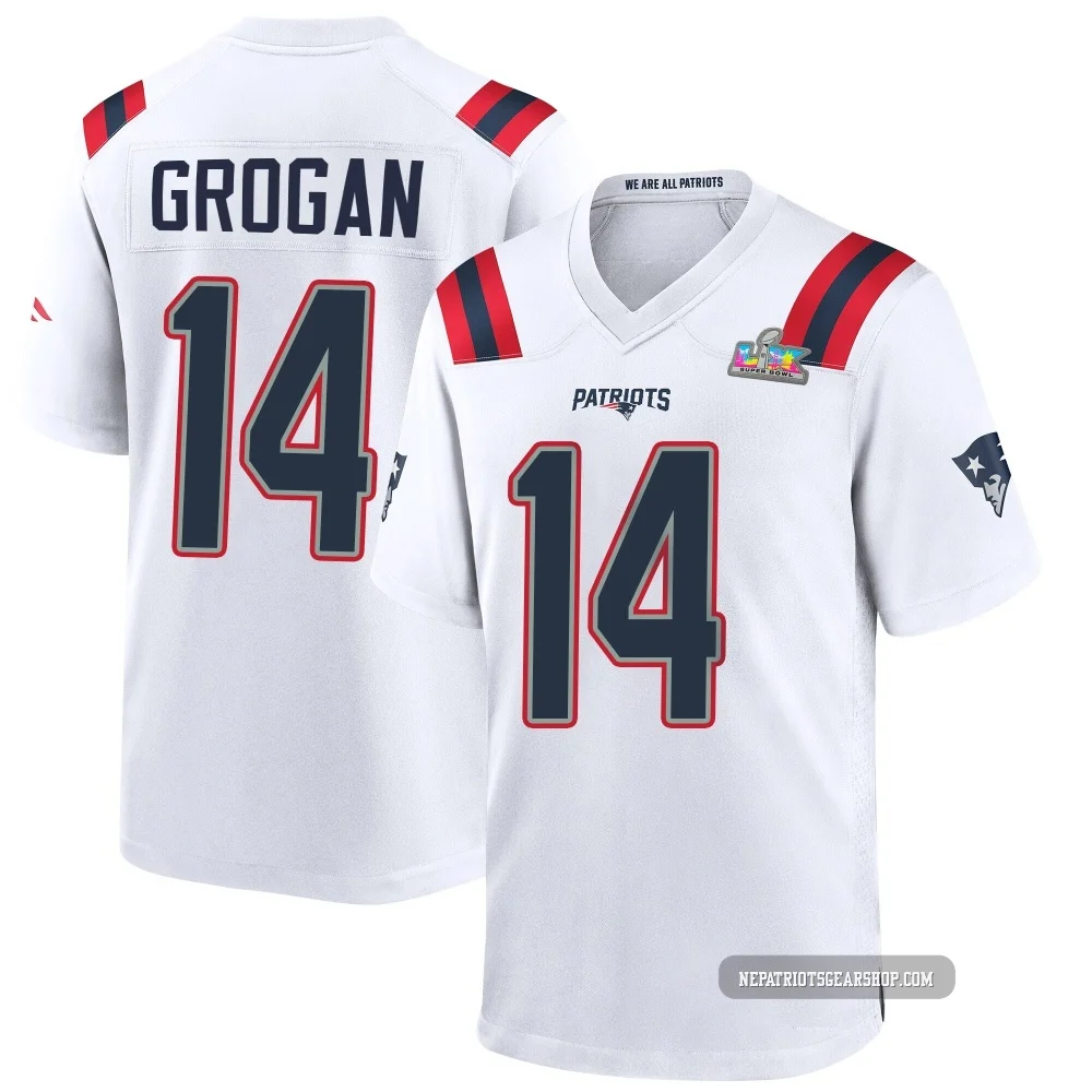 Steve Grogan ＃14 New England Patriots Game Super Bowl LX Patch Jersey - Men's White
