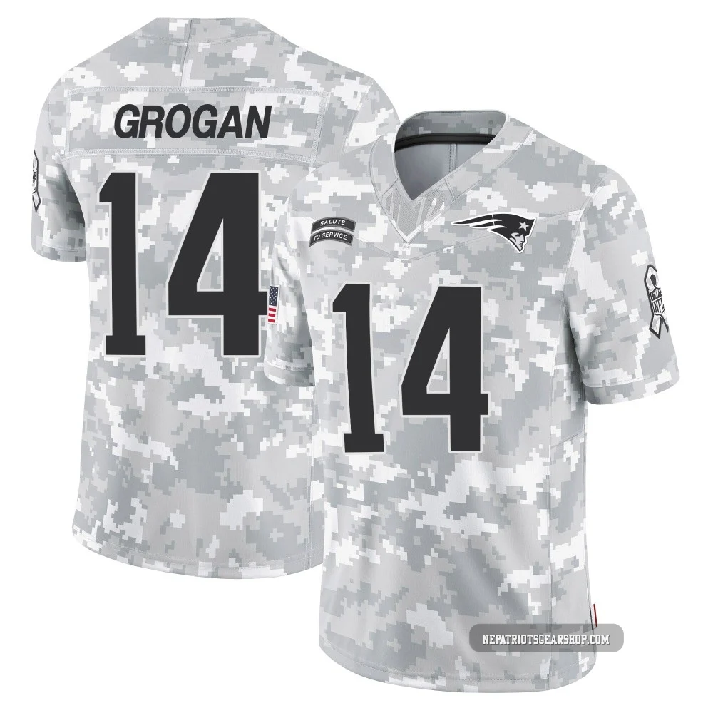 Steve Grogan ＃14 New England Patriots Limited 2024 Salute to Service Jersey - Youth Arctic Camo