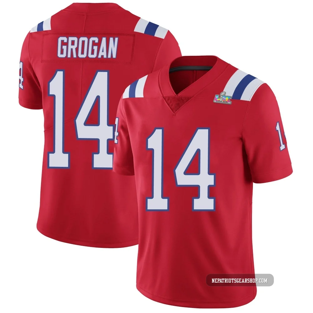 Steve Grogan ＃14 New England Patriots Limited Vapor Untouchable Alternate Super Bowl LX Patch Jersey - Youth Red