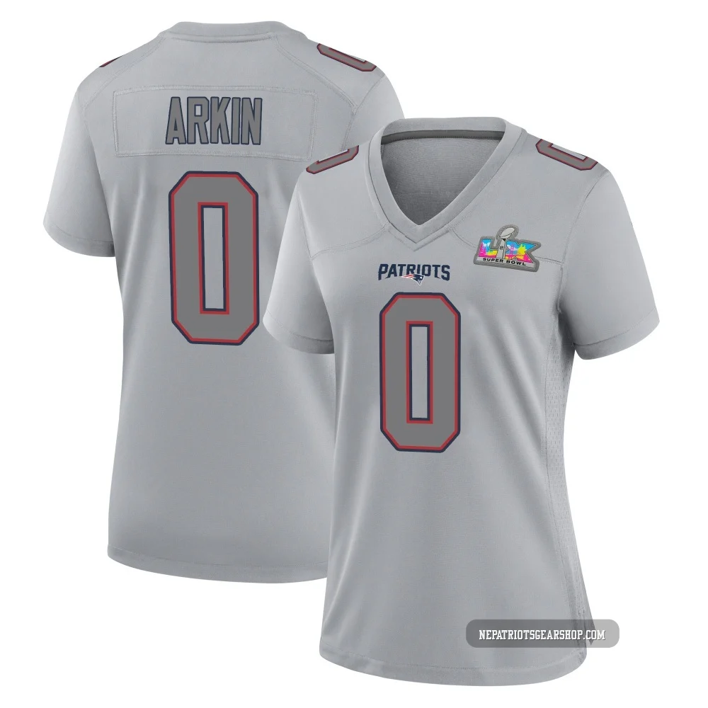 Tanner Arkin ＃0 New England Patriots Game Silver Atmosphere Fashion Super Bowl LX Patch Jersey - Women's